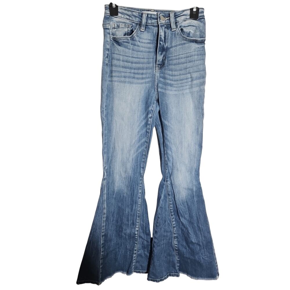 Kancan Ultra High Rise Flare Jeans Light Medium Wash Sz 25